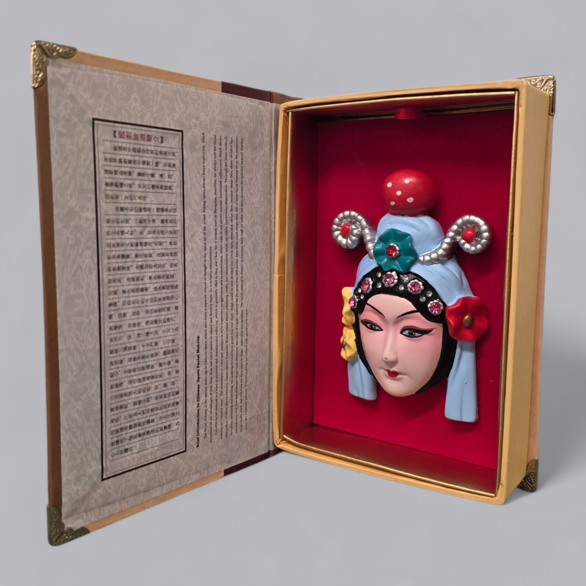Traditionelle Peking-Oper Maske in Schmuckschatulle