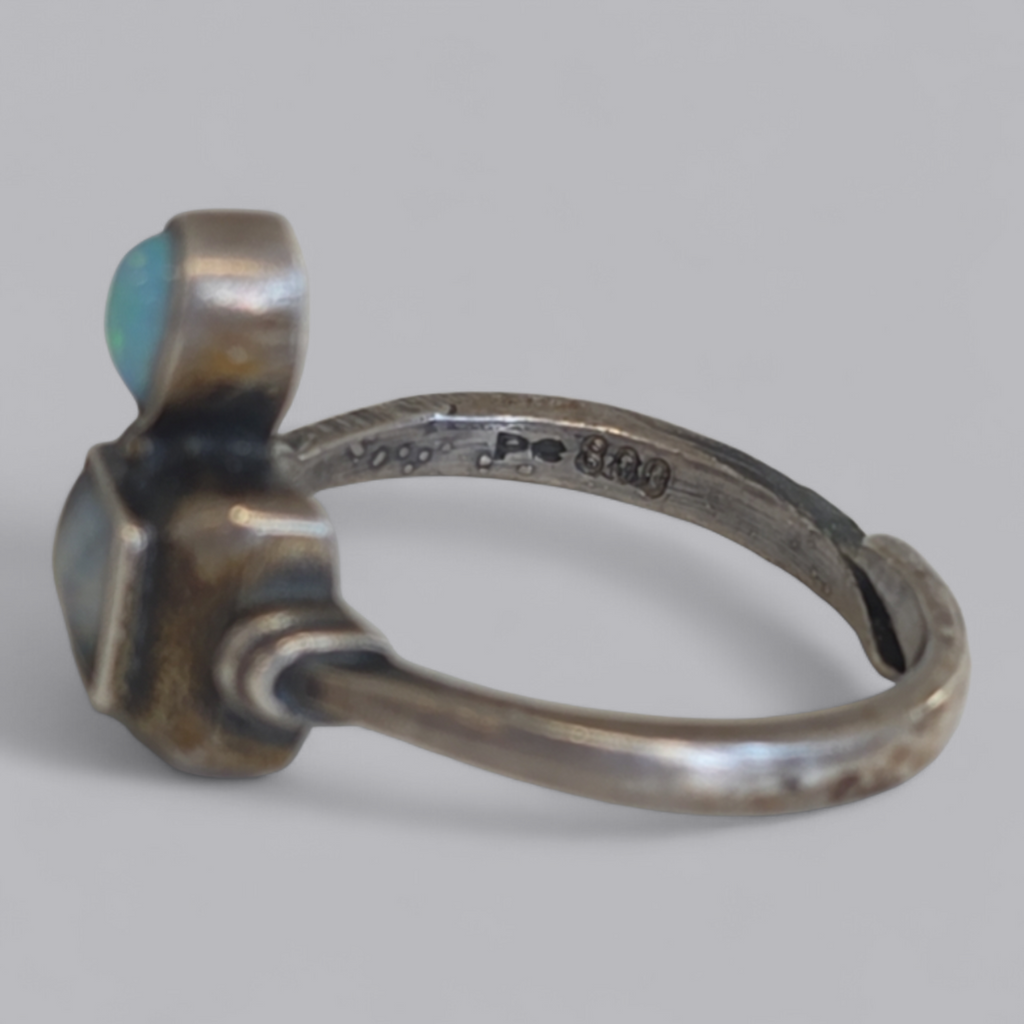 Vintage Silberring mit Opalen 800 Silber
