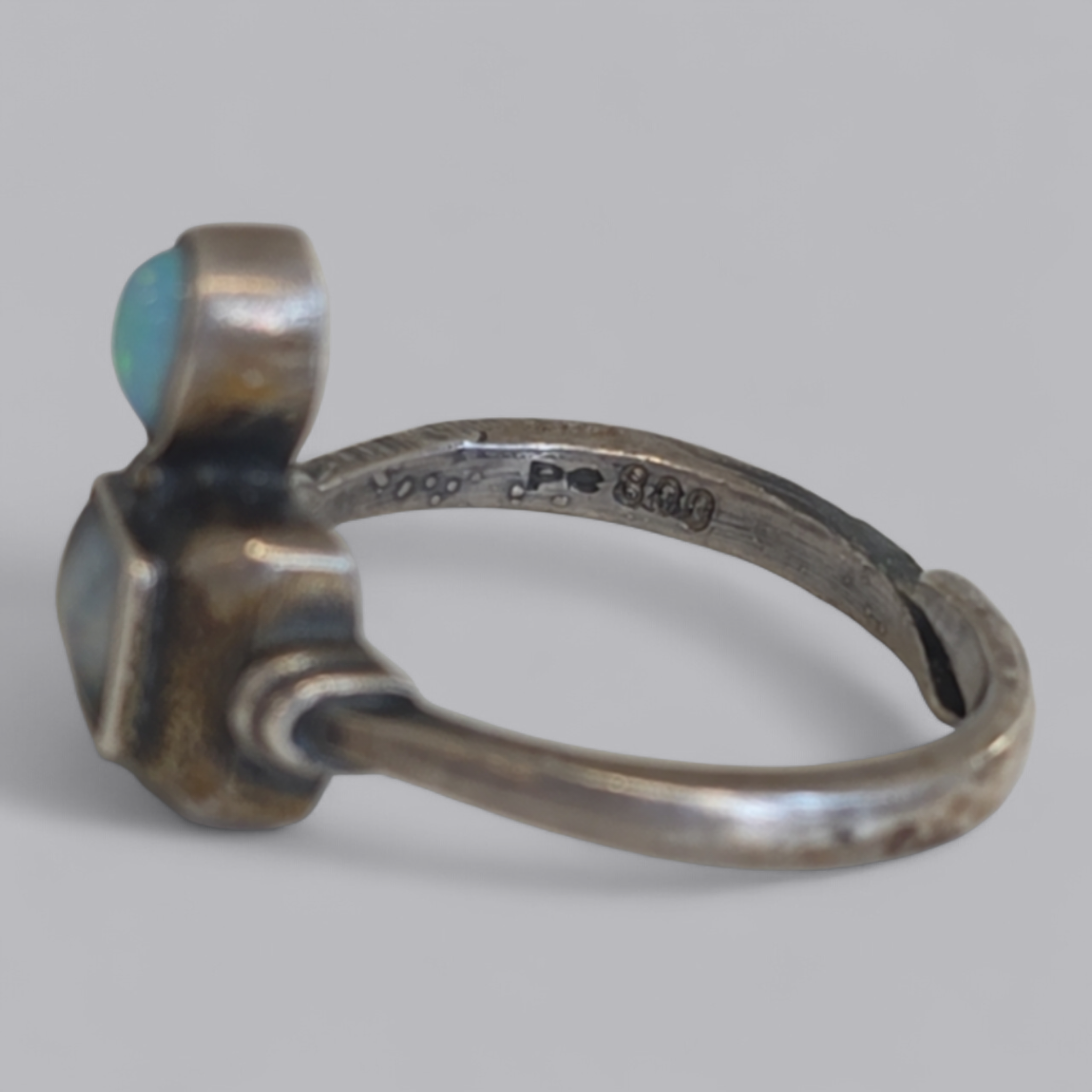 Vintage Silberring mit Opalen 800 Silber