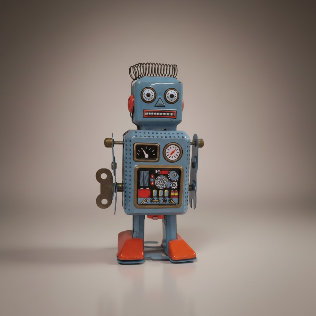 Nostalgischer Blechroboter mit Aufziehmechanismus