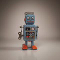 Nostalgischer Blechroboter mit Aufziehmechanismus