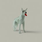 Handgefertigte Glasfigur Hund mit markanter roter Zunge
