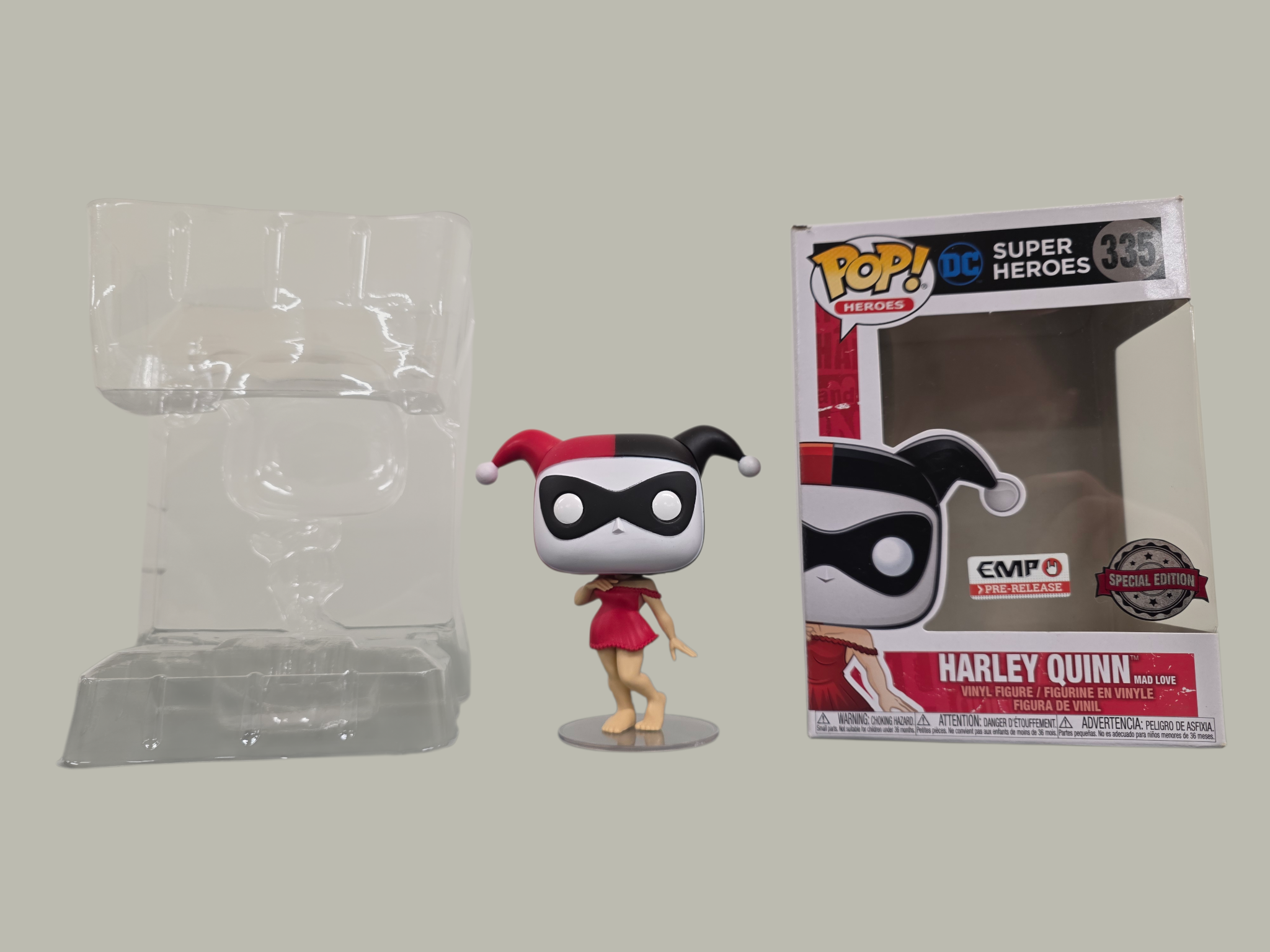 Harley Quinn Funko Pop #335 DC Super Heroes EMP pre Release Special Edition