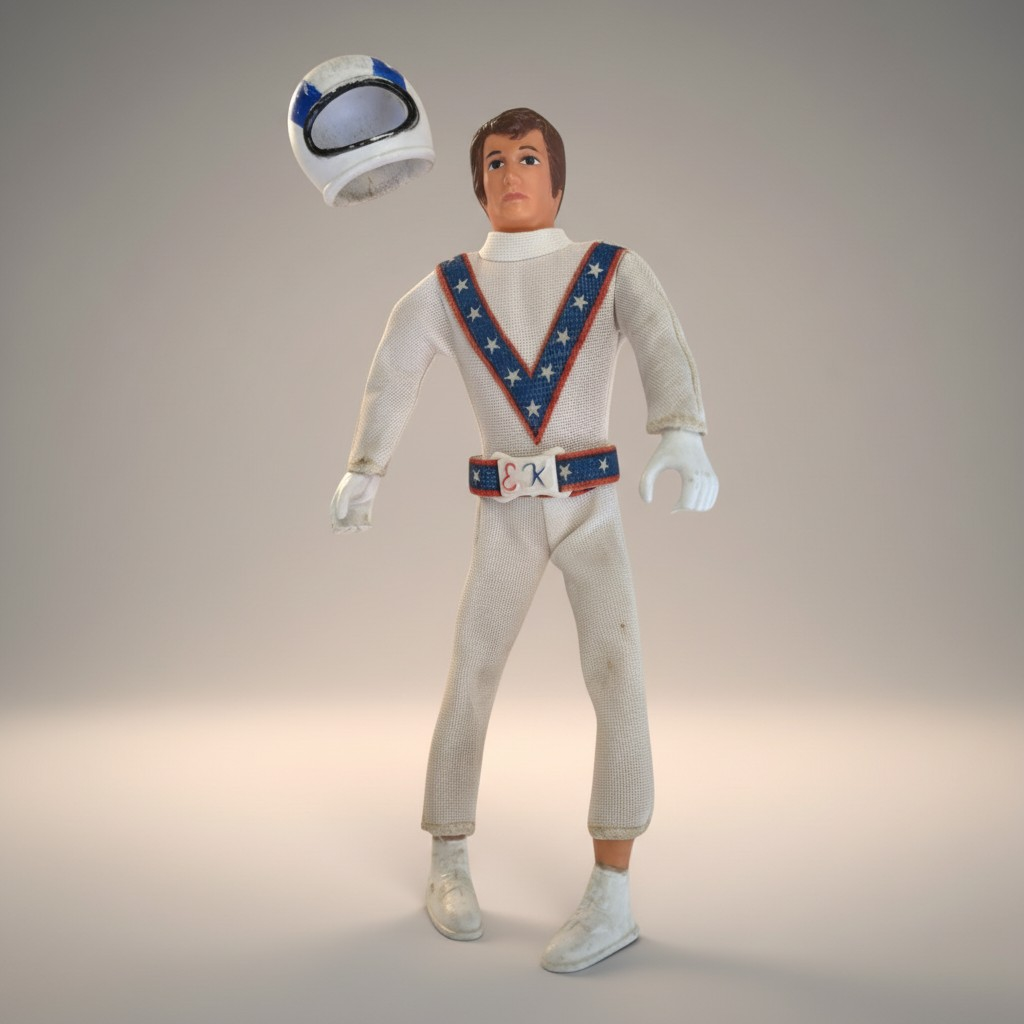 Evel Knievel Vintage Actionfigur 70er – Kult-Stuntman mit Helm