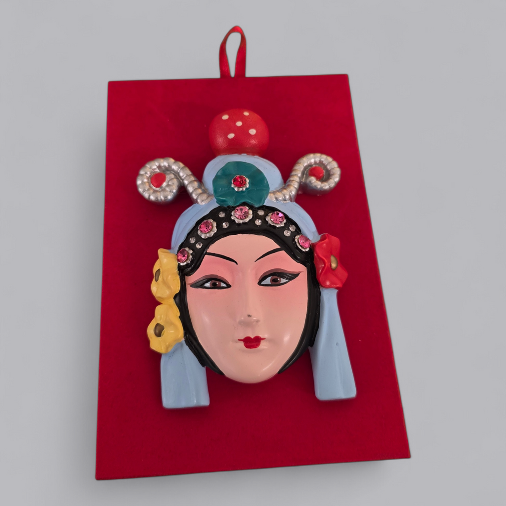 Traditionelle Peking-Oper Maske in Schmuckschatulle