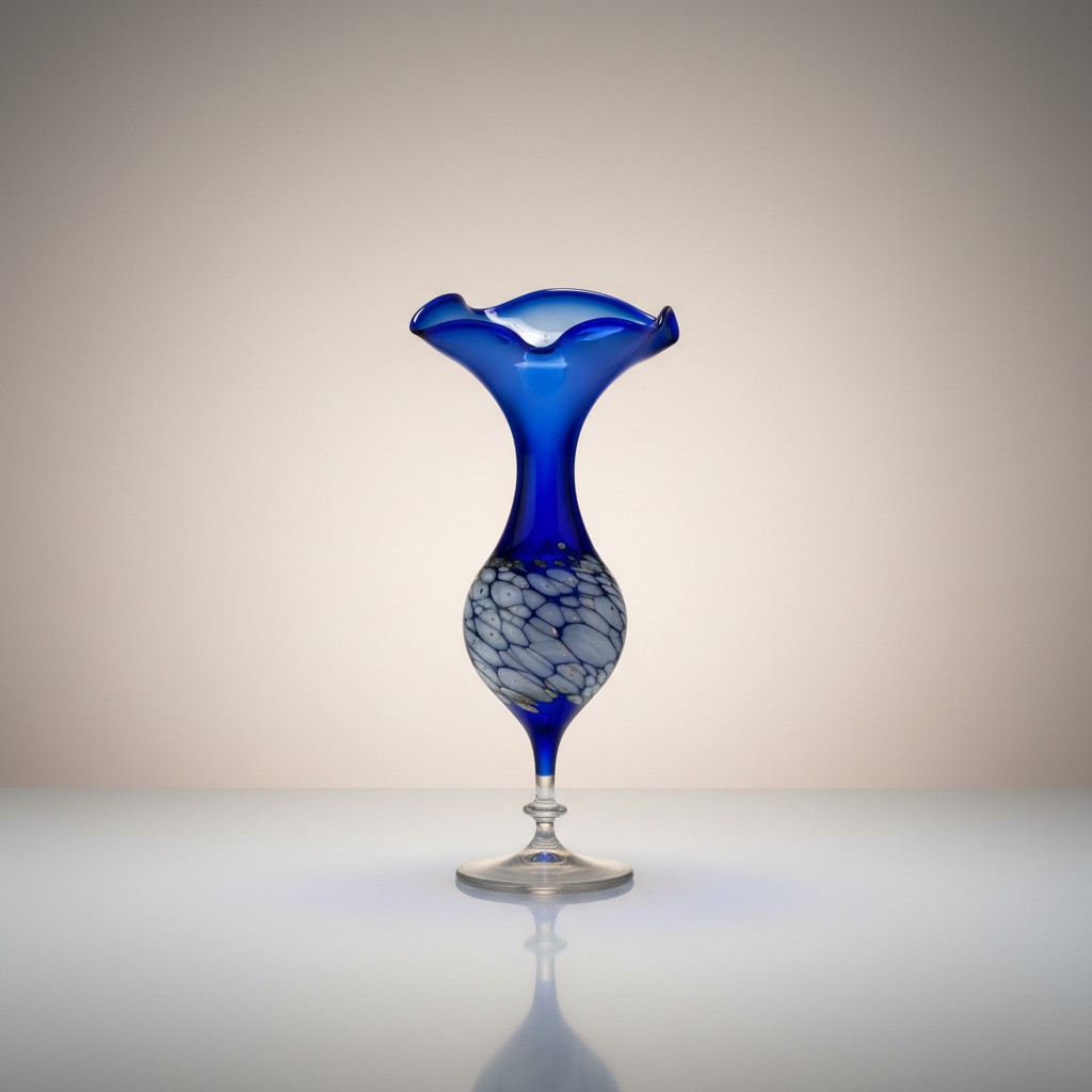 Glasvase Blau mit Einschlüssen – Kunstglas