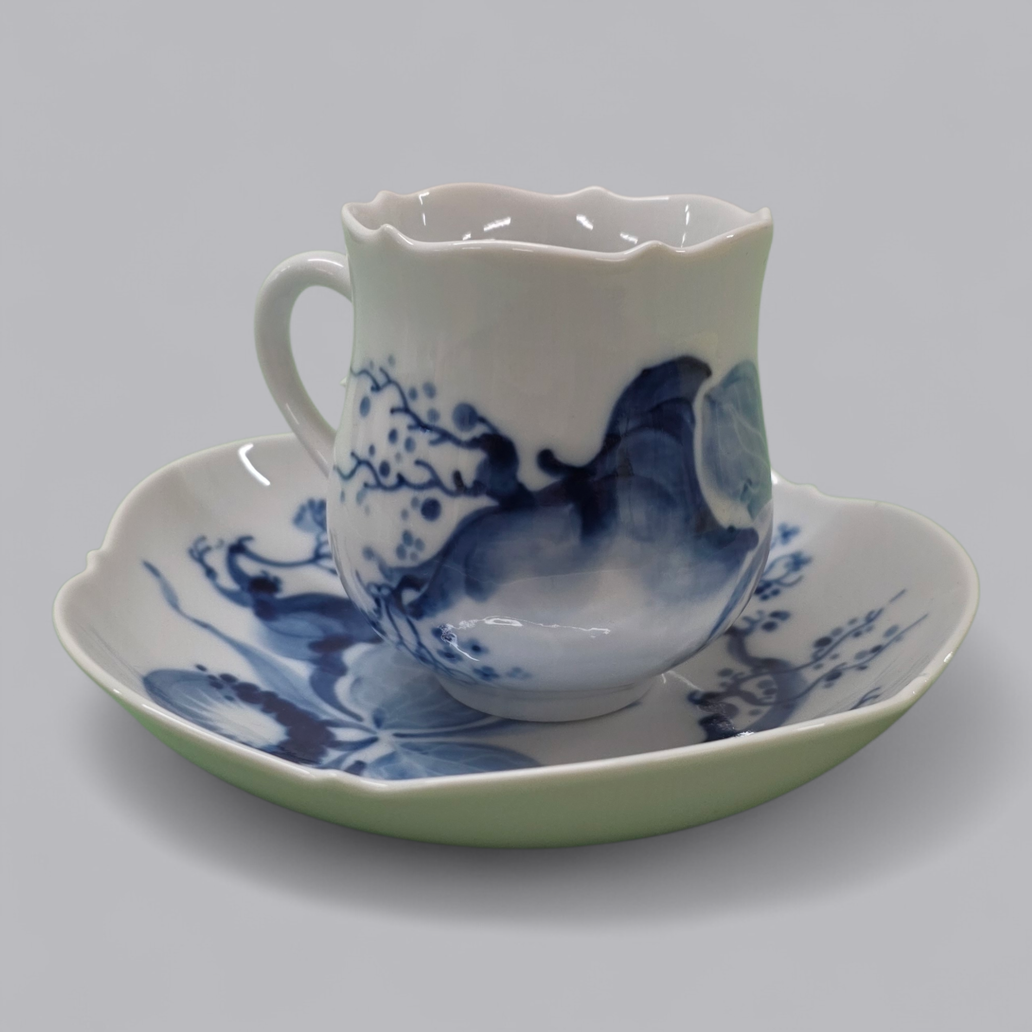 Meissen Porzellan Set Blaue Orchidee – Tasse mit Unterteller