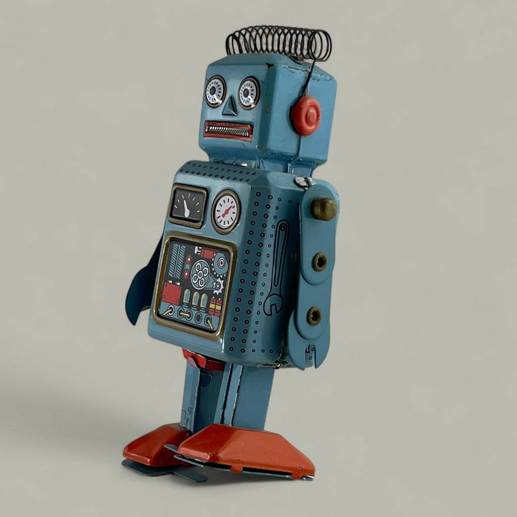 Nostalgischer Blechroboter mit Aufziehmechanismus