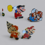 Vintage Super Mario Pins Set – 6 Stück – Retro Anstecknadeln