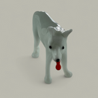 Handgefertigte Glasfigur Hund mit markanter roter Zunge